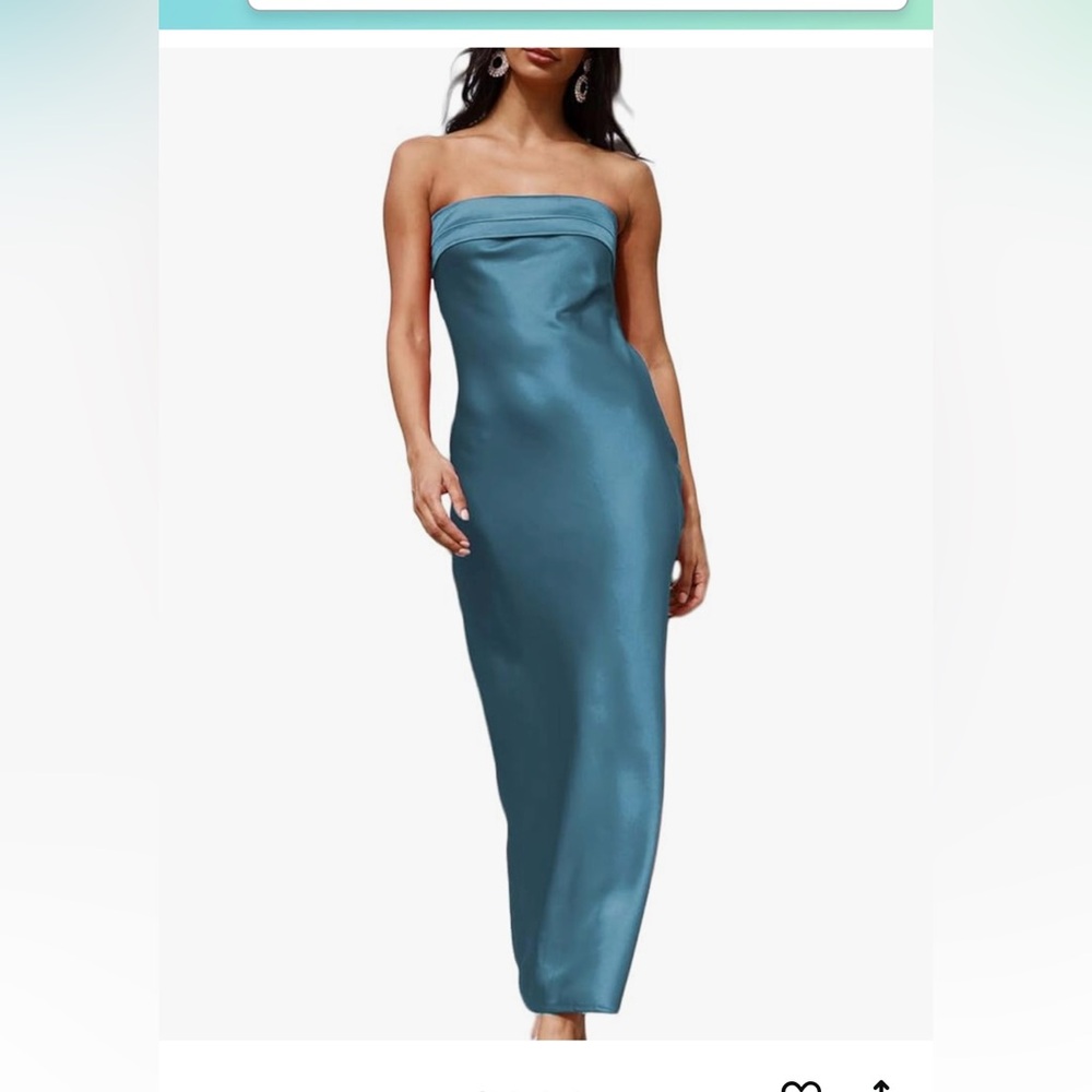 NWT - Satin Silk Backless/Strapless Maxi Dress - Size X-Large - Dark Blue